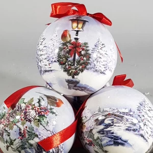 Téli táj madárral - Karácsonyfadísz