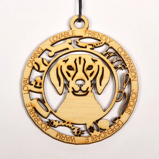 Kutyás karácsonyfadísz fából - Amerikai rókakutya